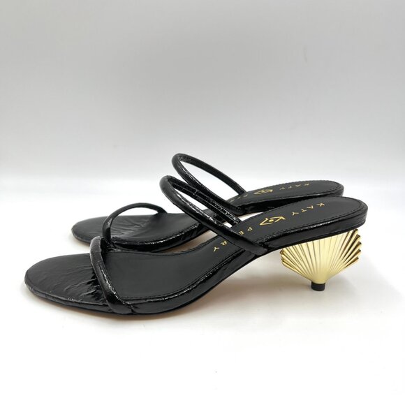 Katy Perry Womens Size 7.5 The Scalloped Gold Shell Heels Sandals Shoes - Picture 5 of 13